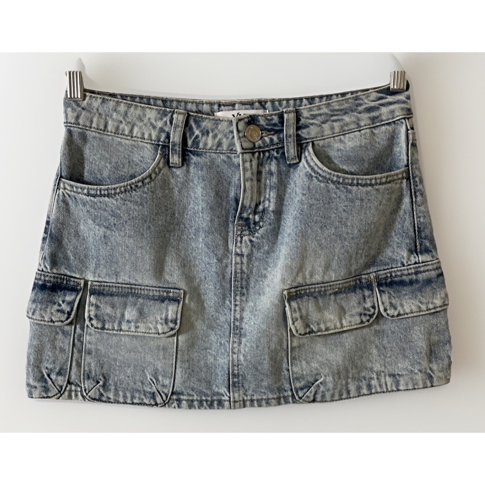 YMI Acid Washed Cargo Pockets Denim Mini Skirt Women's‎ Size 3 Retro Y2K